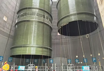 Hebei Weitong FRP Completes Integrated Installation of Cooling Tower Flue Ducts for Power Plants